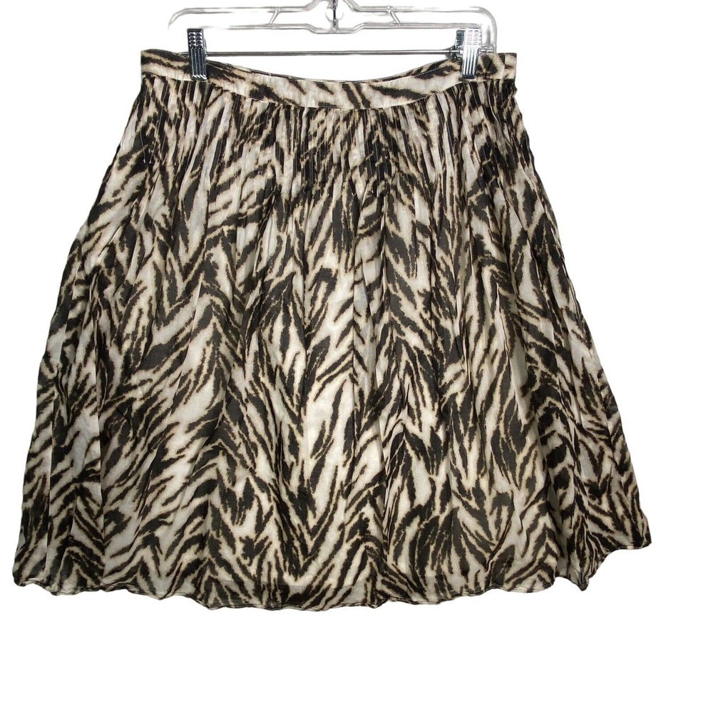 Talbots Animal Print Pleated Full Skirt Size 12